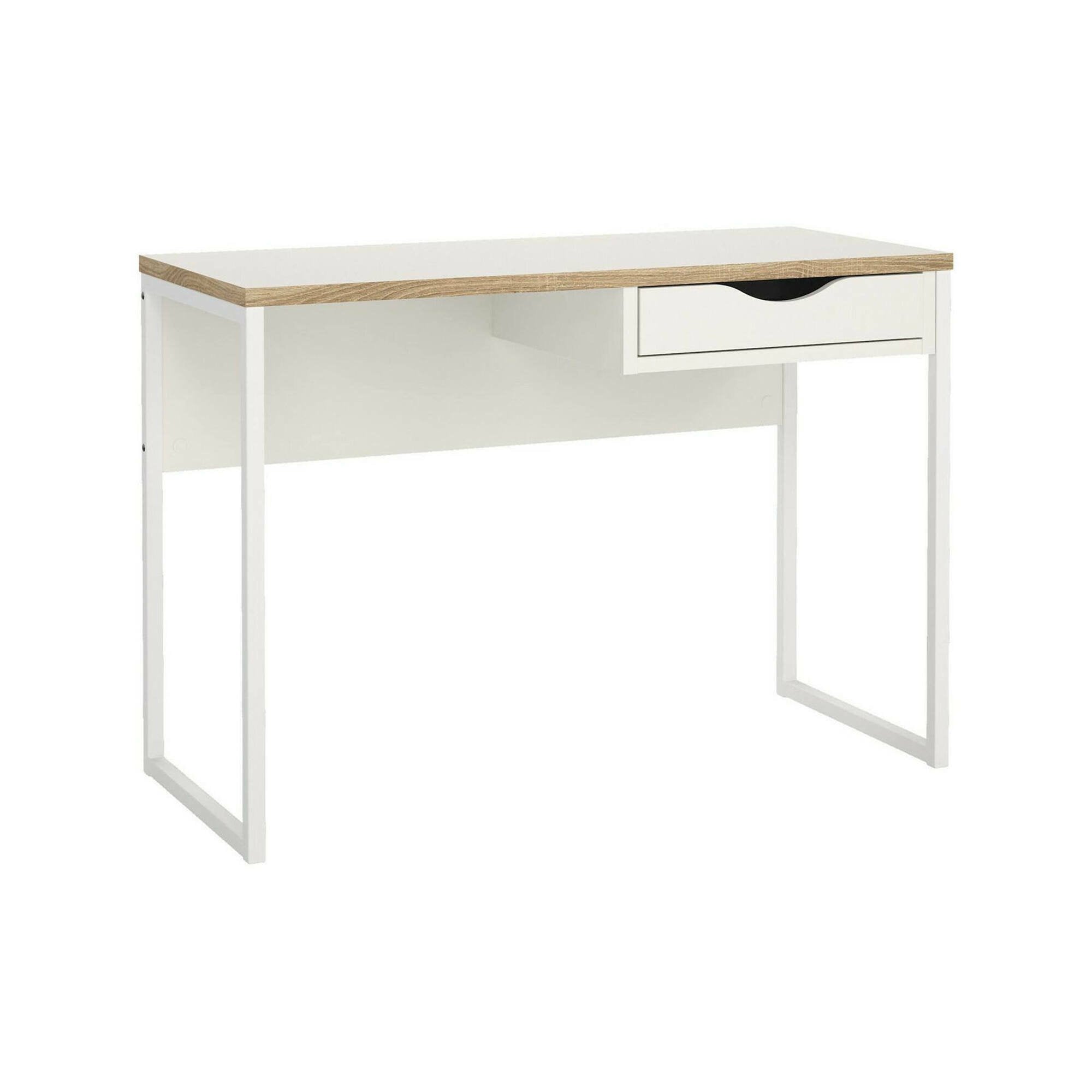 Scrivania Agave, Scrittoio multiuso, Tavolo per ufficio porta PC, Piano di lavoro, 110x48 h77 cm, Bianco