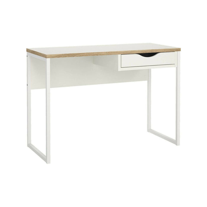 Scrivania Agave, Scrittoio multiuso, Tavolo per ufficio porta PC, Piano di lavoro, 110x48 h77 cm, Bianco