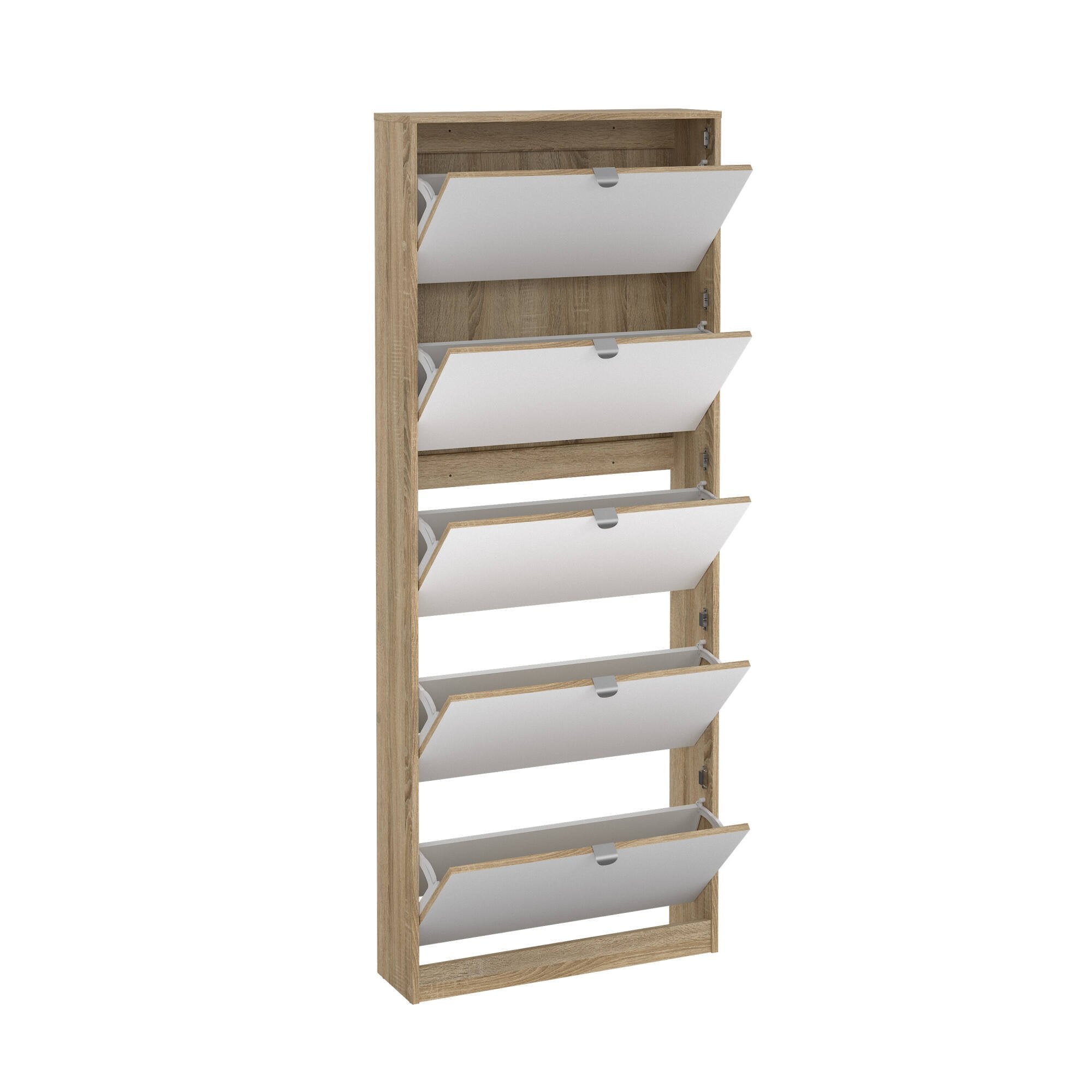 Scarpiera a cinque ante con Angiolo, colore rovere, cm 71 x 181 x 20