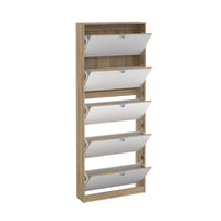 Scarpiera a cinque ante con Angiolo, colore rovere, cm 71 x 181 x 20