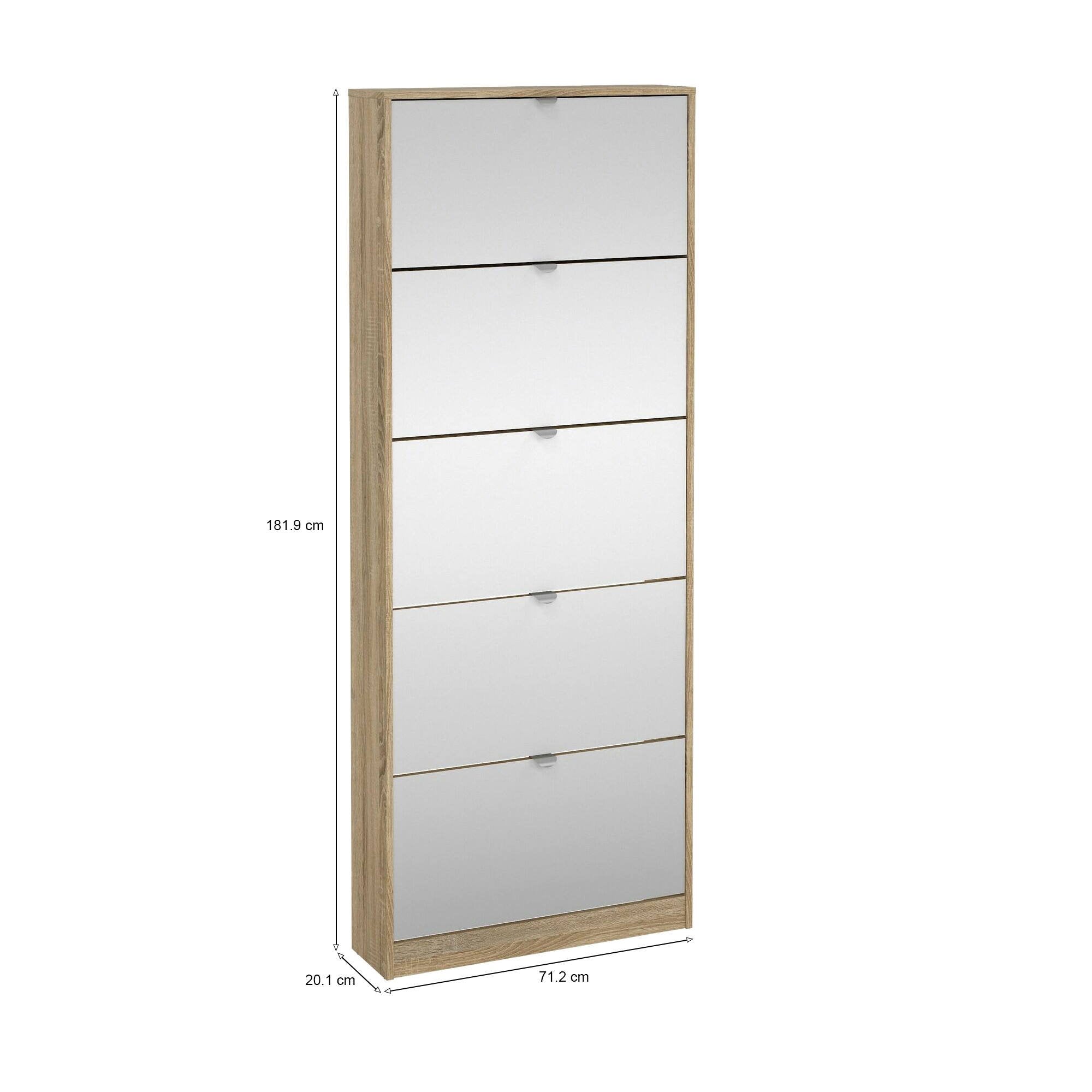 Scarpiera a cinque ante con Angiolo, colore rovere, cm 71 x 181 x 20