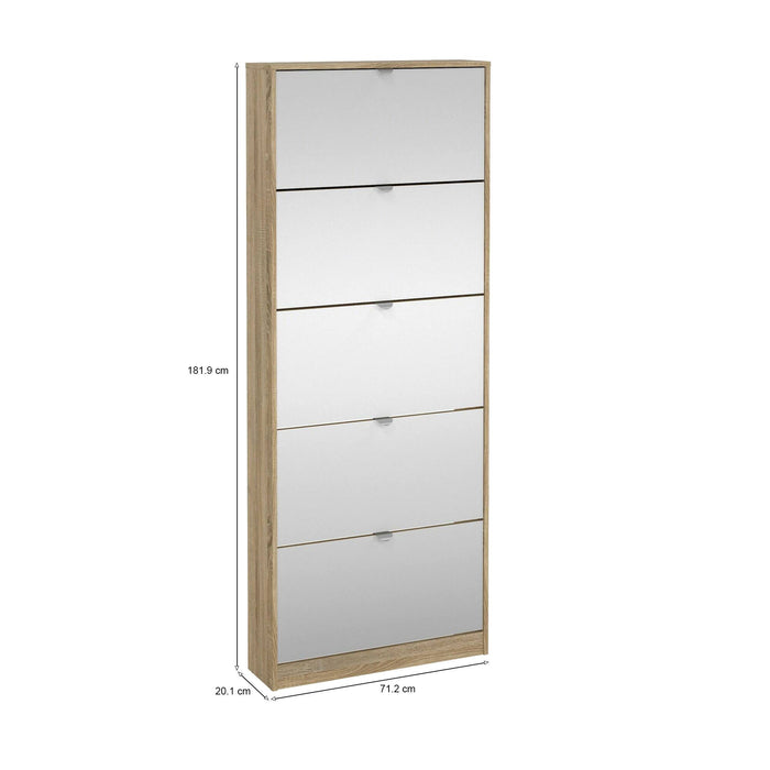 Scarpiera a cinque ante con Angiolo, colore rovere, cm 71 x 181 x 20