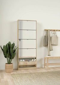 Scarpiera a cinque ante con Angiolo, colore rovere, cm 71 x 181 x 20