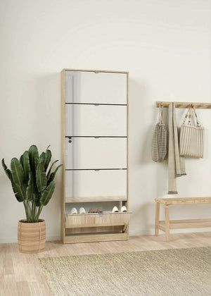 Scarpiera a cinque ante con Angiolo, colore rovere, cm 71 x 181 x 20