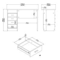Scrivania con quattro Appollo, colore rovere, cm 110 x 76 x 48