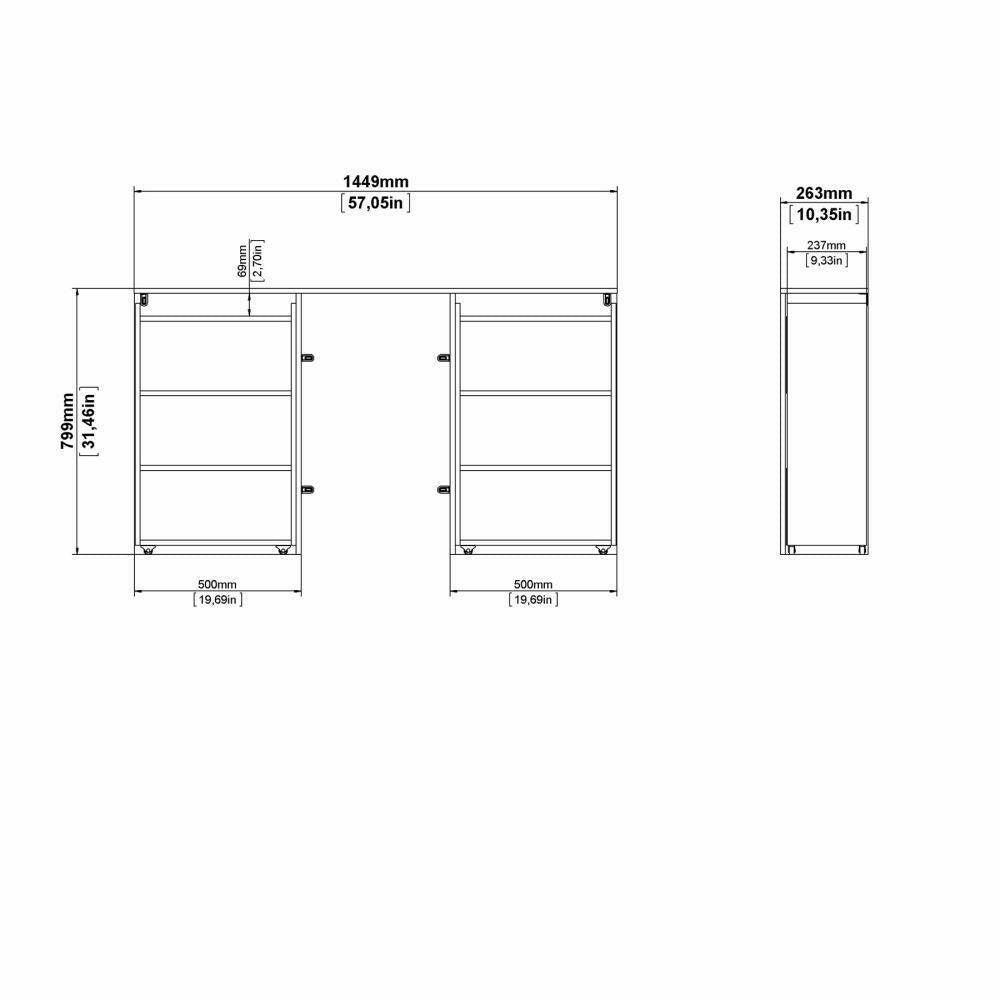 Testiera per letto con uno scaffale per Peridoto, colore bianco lucido, cm 144 x 79 x 28