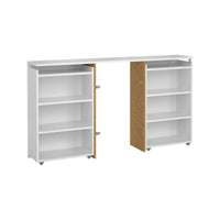 Testiera per letto con uno scaffale per Peridoto, colore bianco lucido, cm 144 x 79 x 28