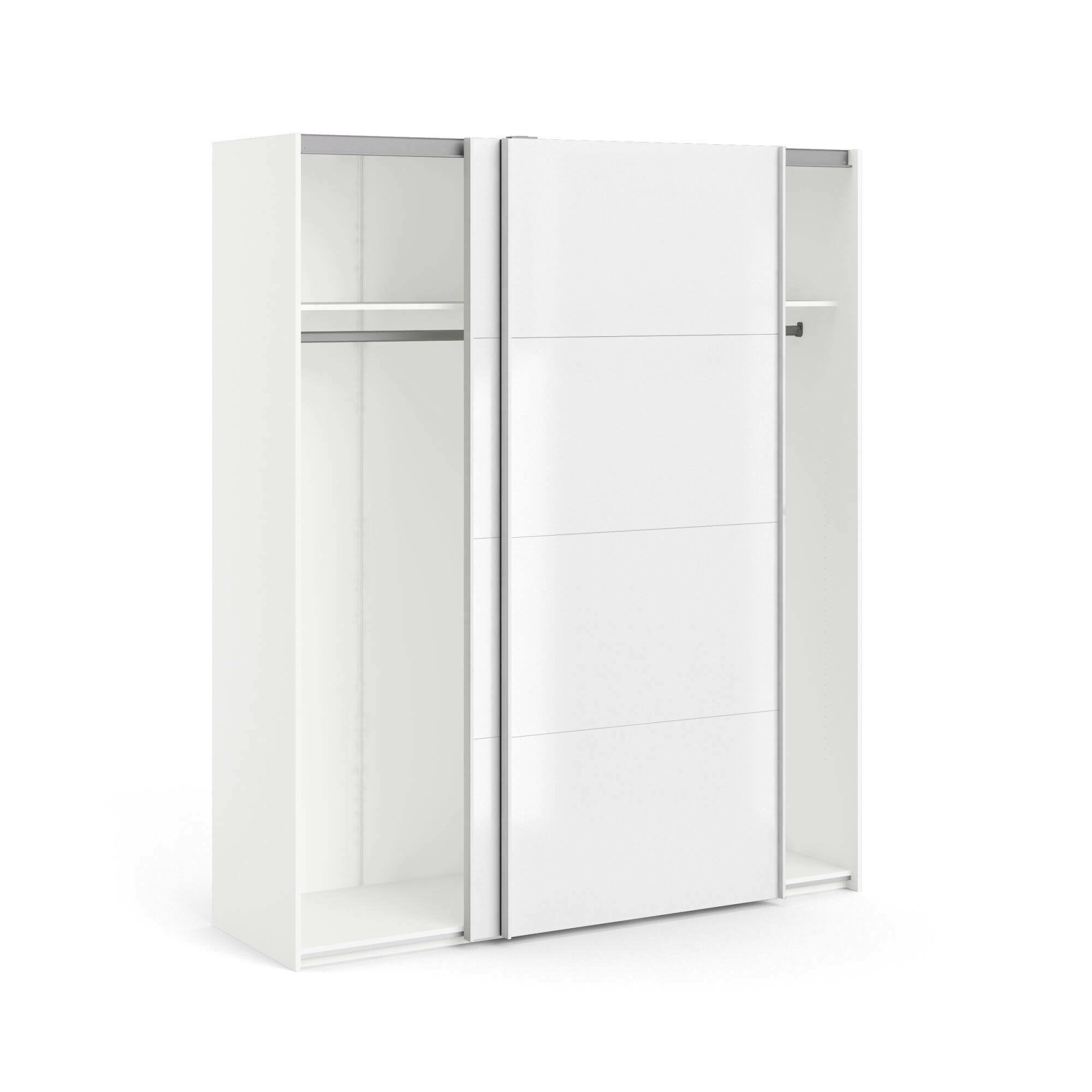 Guardaroba 2 ante Portlouis, Mobile camera da letto, Cabina armadio portabiti, Armadio appendiabiti, 182x62 h220 cm, Bianco lucido