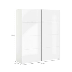 Guardaroba 2 ante Portlouis, Mobile camera da letto, Cabina armadio portabiti, Armadio appendiabiti, 182x62 h220 cm, Bianco lucido
