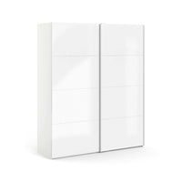 Guardaroba 2 ante Portlouis, Mobile camera da letto, Cabina armadio portabiti, Armadio appendiabiti, 182x62 h220 cm, Bianco lucido
