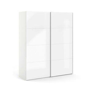 Guardaroba 2 ante Portlouis, Mobile camera da letto, Cabina armadio portabiti, Armadio appendiabiti, 182x62 h220 cm, Bianco lucido