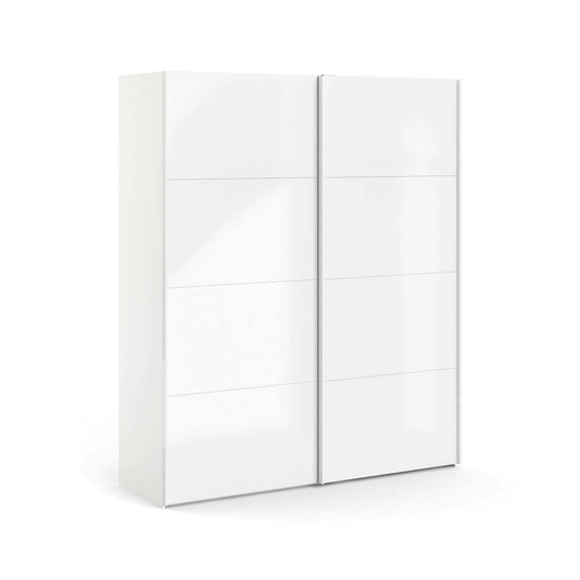 Guardaroba 2 ante Portlouis, Mobile camera da letto, Cabina armadio portabiti, Armadio appendiabiti, 182x62 h220 cm, Bianco lucido