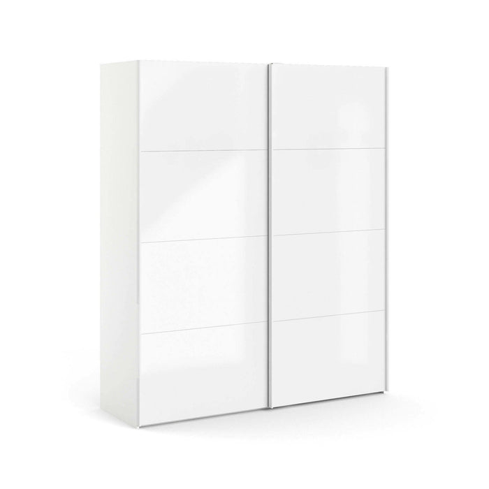 Guardaroba 2 ante Portlouis, Mobile camera da letto, Cabina armadio portabiti, Armadio appendiabiti, 182x62 h220 cm, Bianco lucido