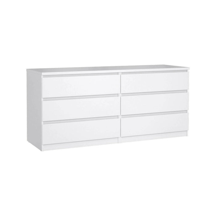 Cassettiera a sei Abacadabra, colore bianco lucido, cm 153 x 70 x 50