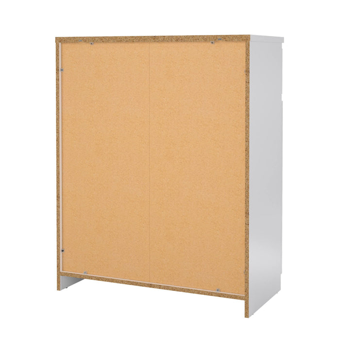 Credenza con ante e un Genziana, colore bianco lucido, cm 80 x 100 x 41