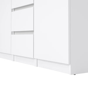 Credenza con ante e Angelika, colore bianco lucido, cm 120 x 90 x 50