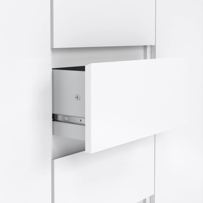 Credenza con ante e Angelika, colore bianco lucido, cm 120 x 90 x 50