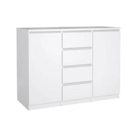 Credenza con ante e Angelika, colore bianco lucido, cm 120 x 90 x 50