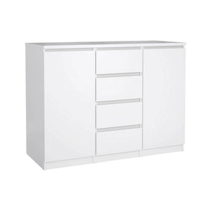 Credenza con ante e Angelika, colore bianco lucido, cm 120 x 90 x 50