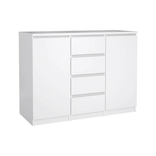 Credenza con ante e Angelika, colore bianco lucido, cm 120 x 90 x 50