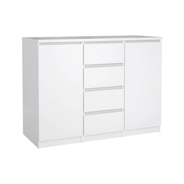 Credenza con ante e Angelika, colore bianco lucido, cm 120 x 90 x 50