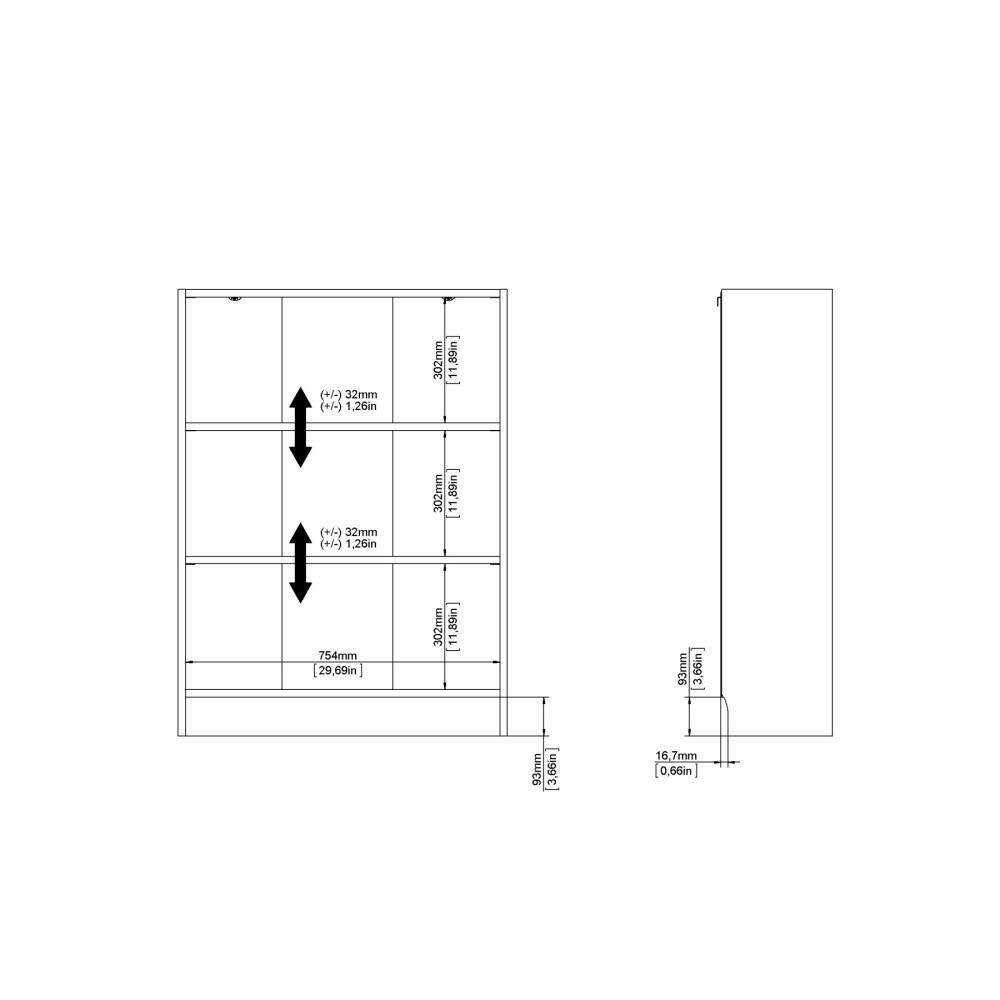 Libreria a tre Aski, colore rovere, cm 79 x 107 x 26