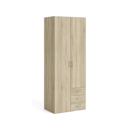 Armadio guardaroba a due ante e tre Apollina, colore quercia, cm 77 x 49 x h200