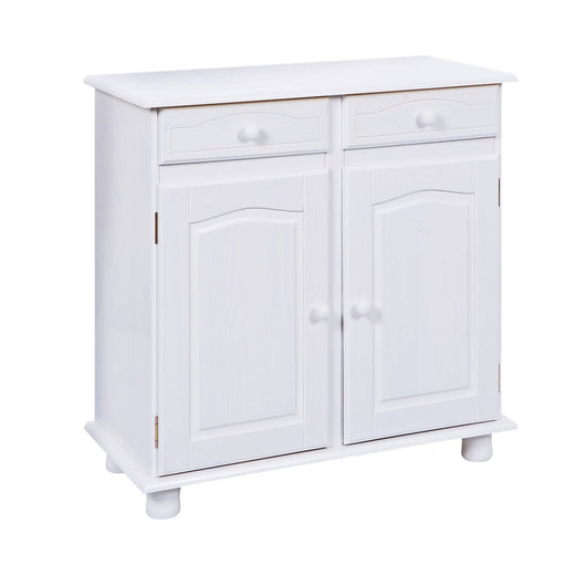 Buffet 2 ante 2 cassetti in pino massello verniciato ad acqua Dmoor, 88x43x87h cm colore Bianco