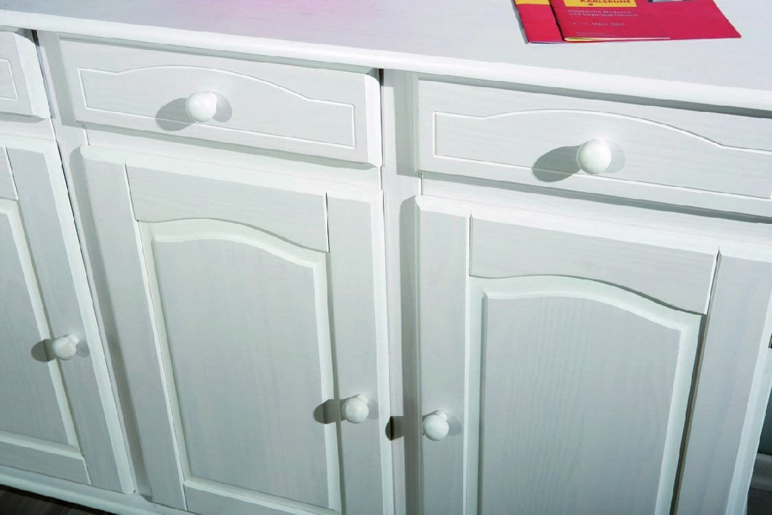 Credenza Droger, Buffet da soggiorno, Madia da salotto, Dispensa da cucina, 130x43 h87 cm, Bianco