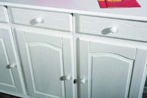 Credenza Droger, Buffet da soggiorno, Madia da salotto, Dispensa da cucina, 130x43 h87 cm, Bianco