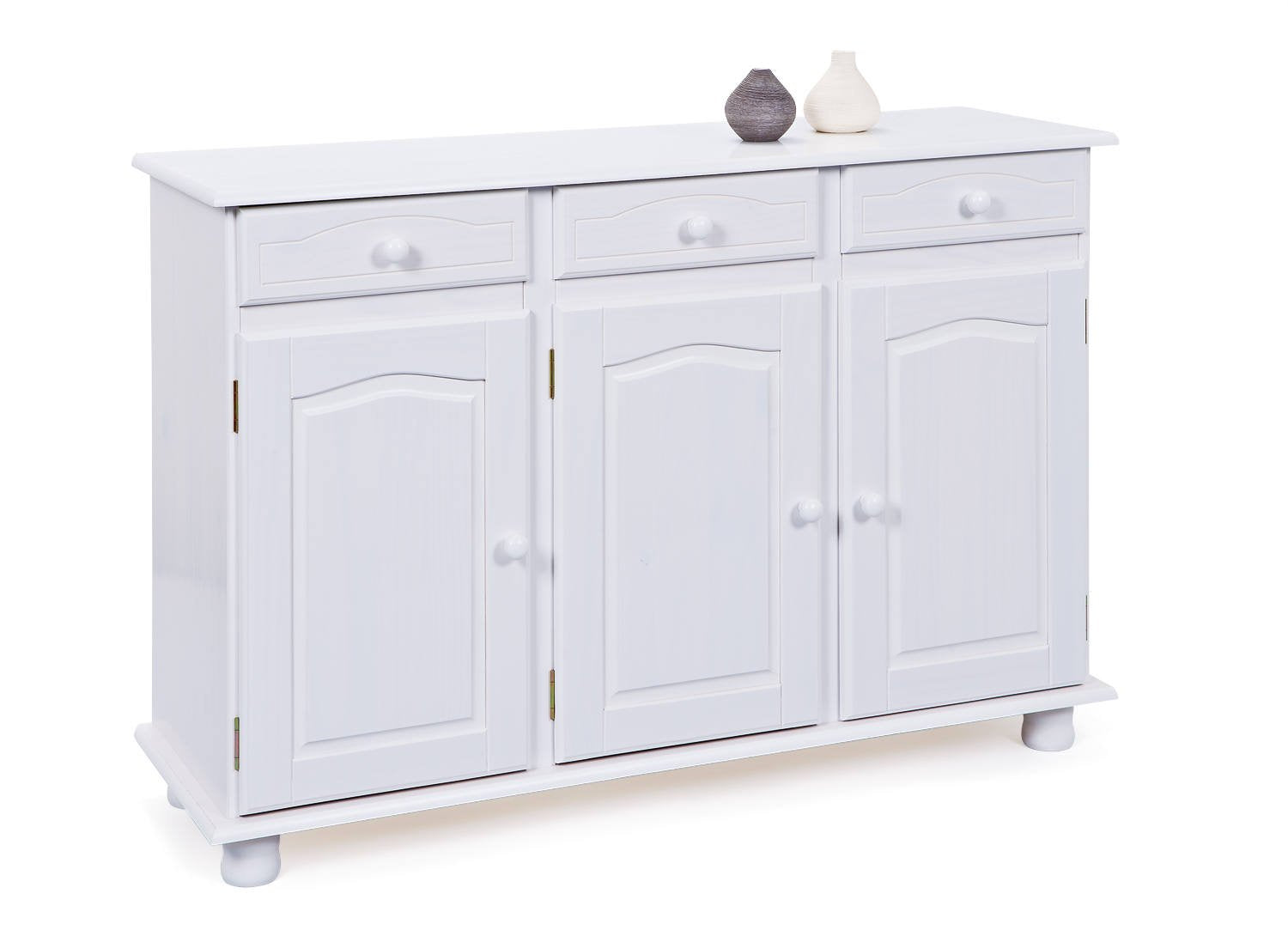 Credenza Droger, Buffet da soggiorno, Madia da salotto, Dispensa da cucina, 130x43 h87 cm, Bianco