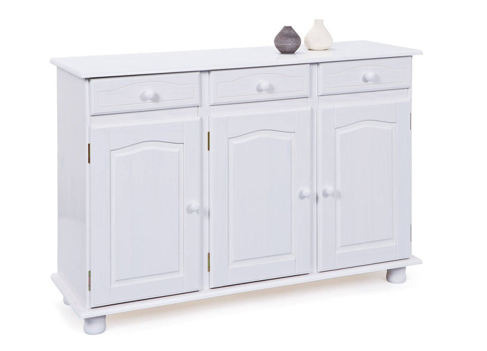 Credenza Droger, Buffet da soggiorno, Madia da salotto, Dispensa da cucina, 130x43 h87 cm, Bianco