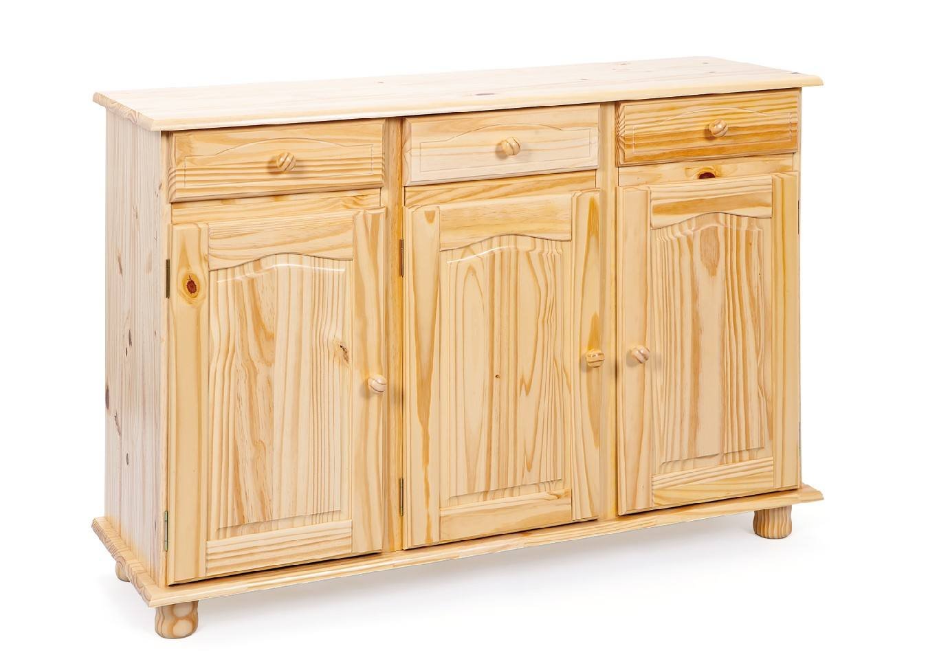 Credenza a tre ante e tre Drodger, colore marrone, cm 130 x 87 x 43.