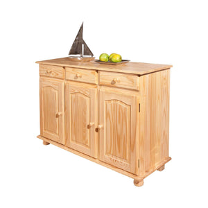 Credenza a tre ante e tre Drodger, colore marrone, cm 130 x 87 x 43.