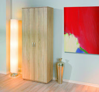 Dmcilro, Armadio Multiuso 2 Ante 5 Ripiani, 34x189h cm Beige