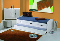 Letto singolo con letto estraibile inferiore e tre Dchapma, colore bianco, cm 98 x 63 x 195
