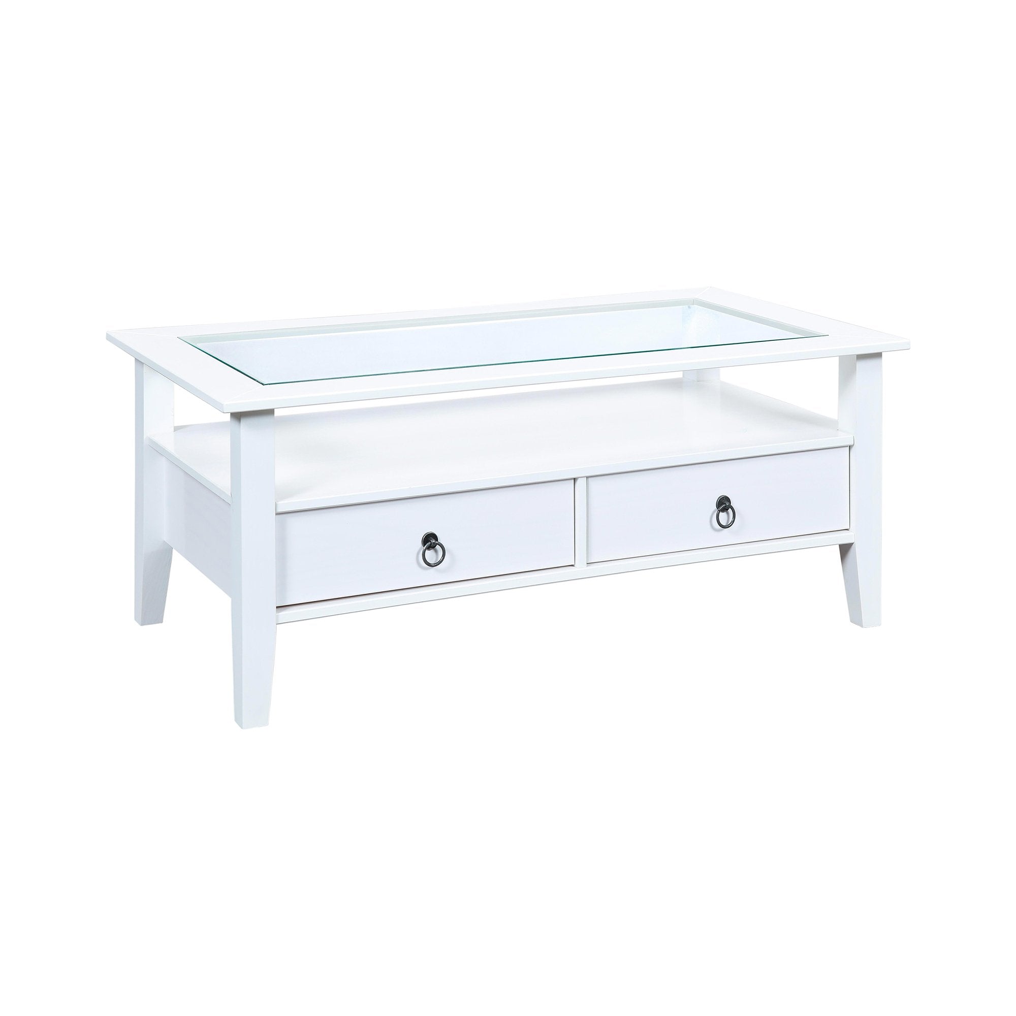 Dembii, Tavolino da Salotto 2 Cassetti, 60x115x45h cm Bianco