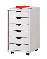 Cassettiera da ufficio a sei cassetti su Dmacintyr, colore bianco, cm 36 x 65 x 40