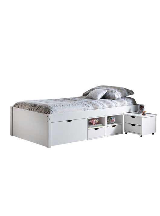 Dsvensso, Letto Matrimoniale Contenitore, Bianco Quercia