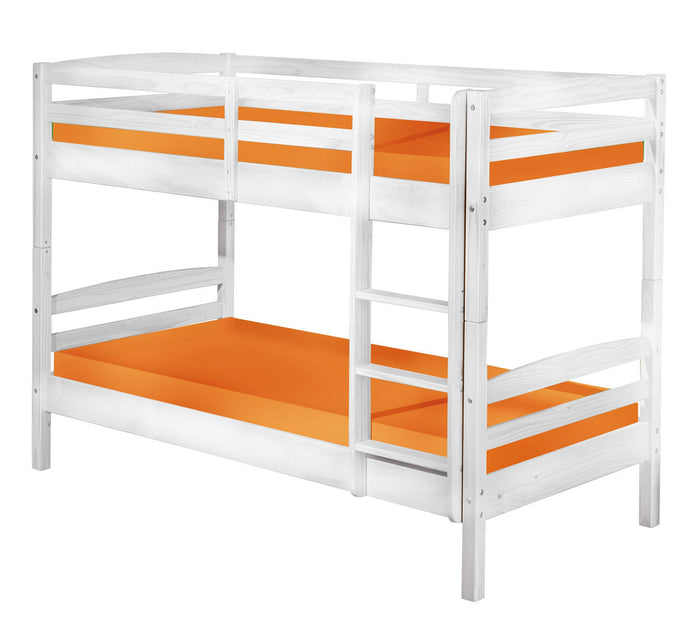 Letto a castello trasformabile in 2 letti Ddebinh, pino massello, colore bianco, cm 200 x 148 x 102