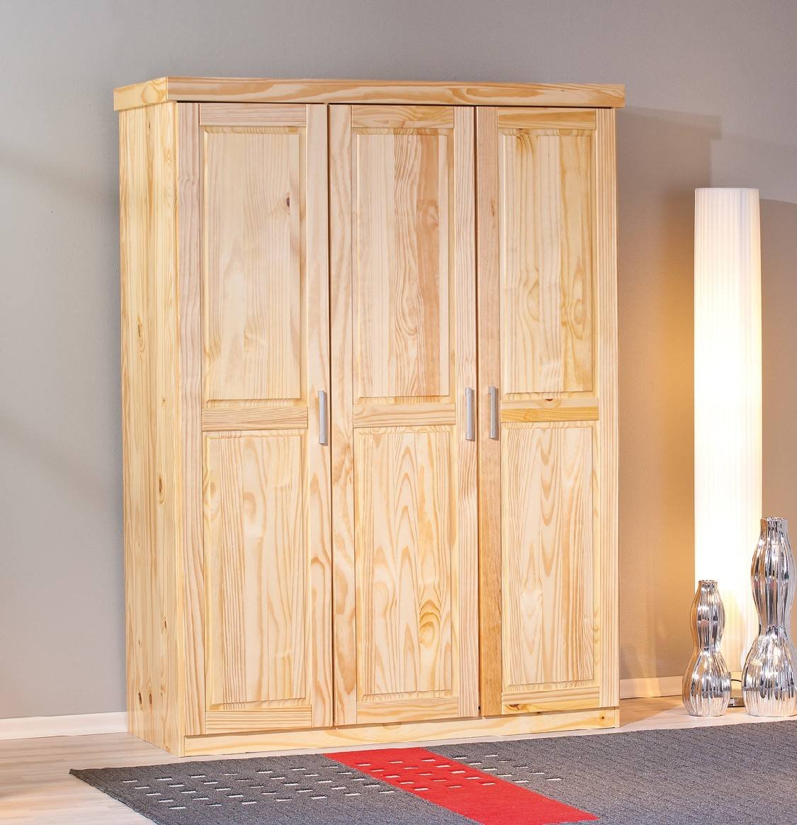 Armadio a tre Dbradle, colore rovere, cm 140 x 190 x 55.