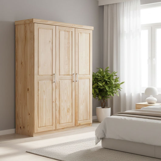 Armadio a tre Dbradle, colore rovere, cm 140 x 190 x 55.