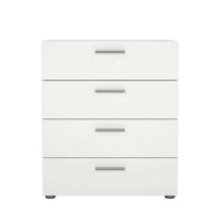 Cassettiera a quattro Aramis, colore bianco, cm 70 x 82 x 40