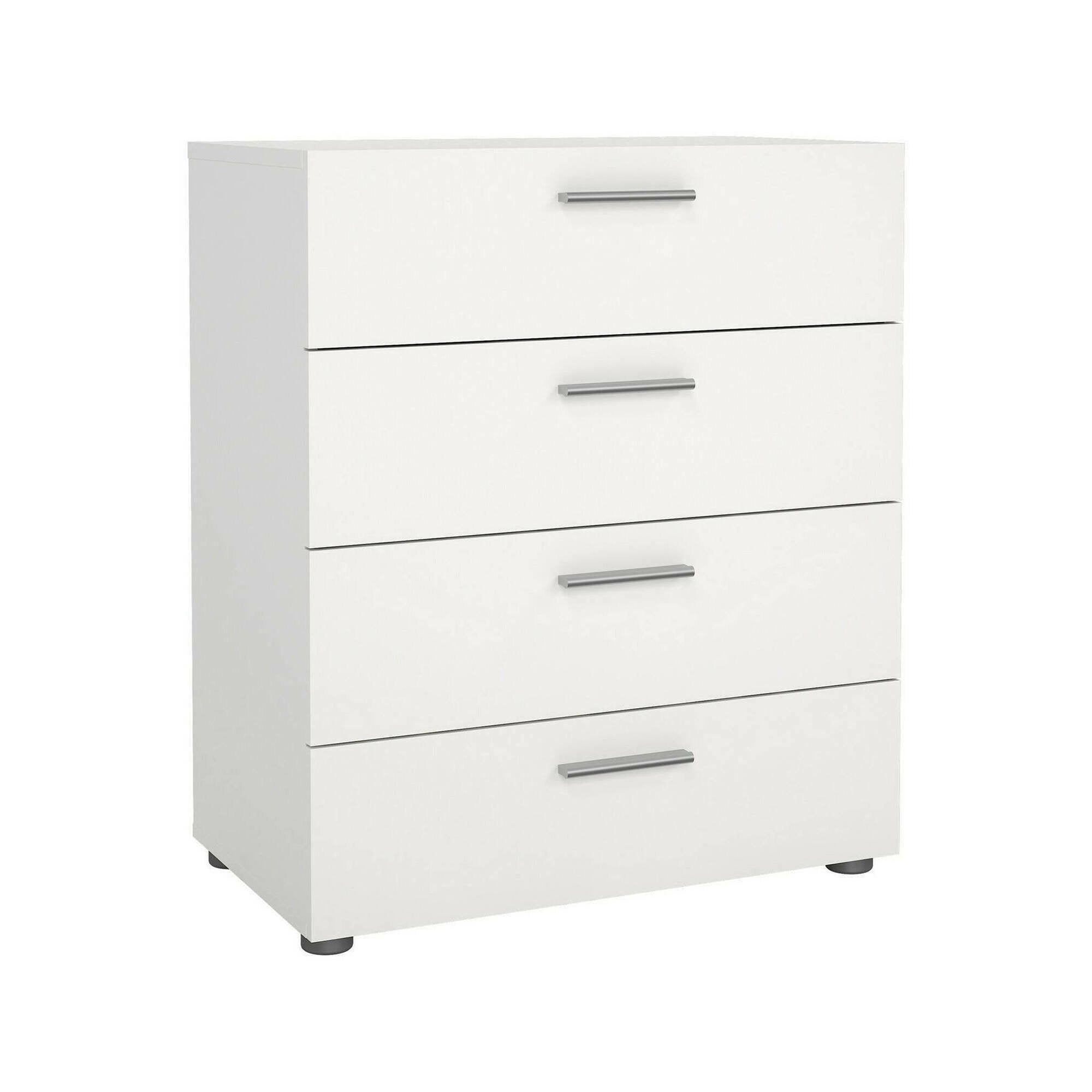 Cassettiera a quattro Aramis, colore bianco, cm 70 x 82 x 40