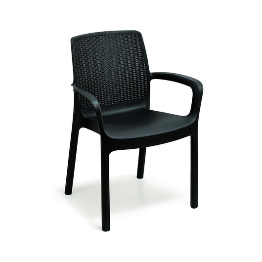 Sedia da esterno Asha, Seduta da giardino, Sedia per tavolo da pranzo, Poltrona outdoor effetto rattan, 100 % Made in Italy, Cm 54x60h82, Antracite