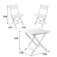 Set salotto da esterno Viticuso, Set composto da 2 sedie e 1 tavolo, Set da Pik Nik, 100% Made in Italy, Bianco