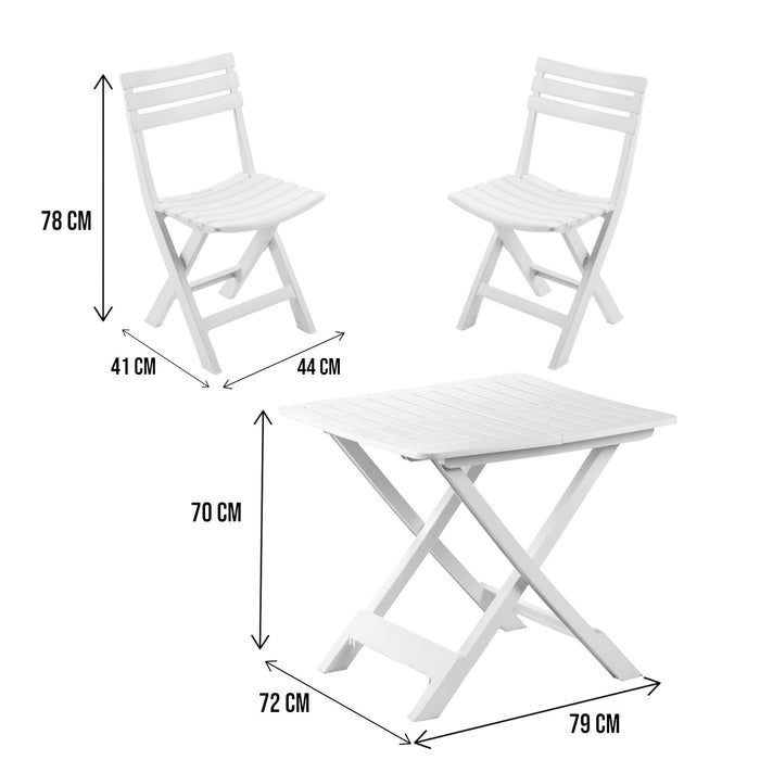 Set salotto da esterno Viticuso, Set composto da 2 sedie e 1 tavolo, Set da Pik Nik, 100% Made in Italy, Bianco