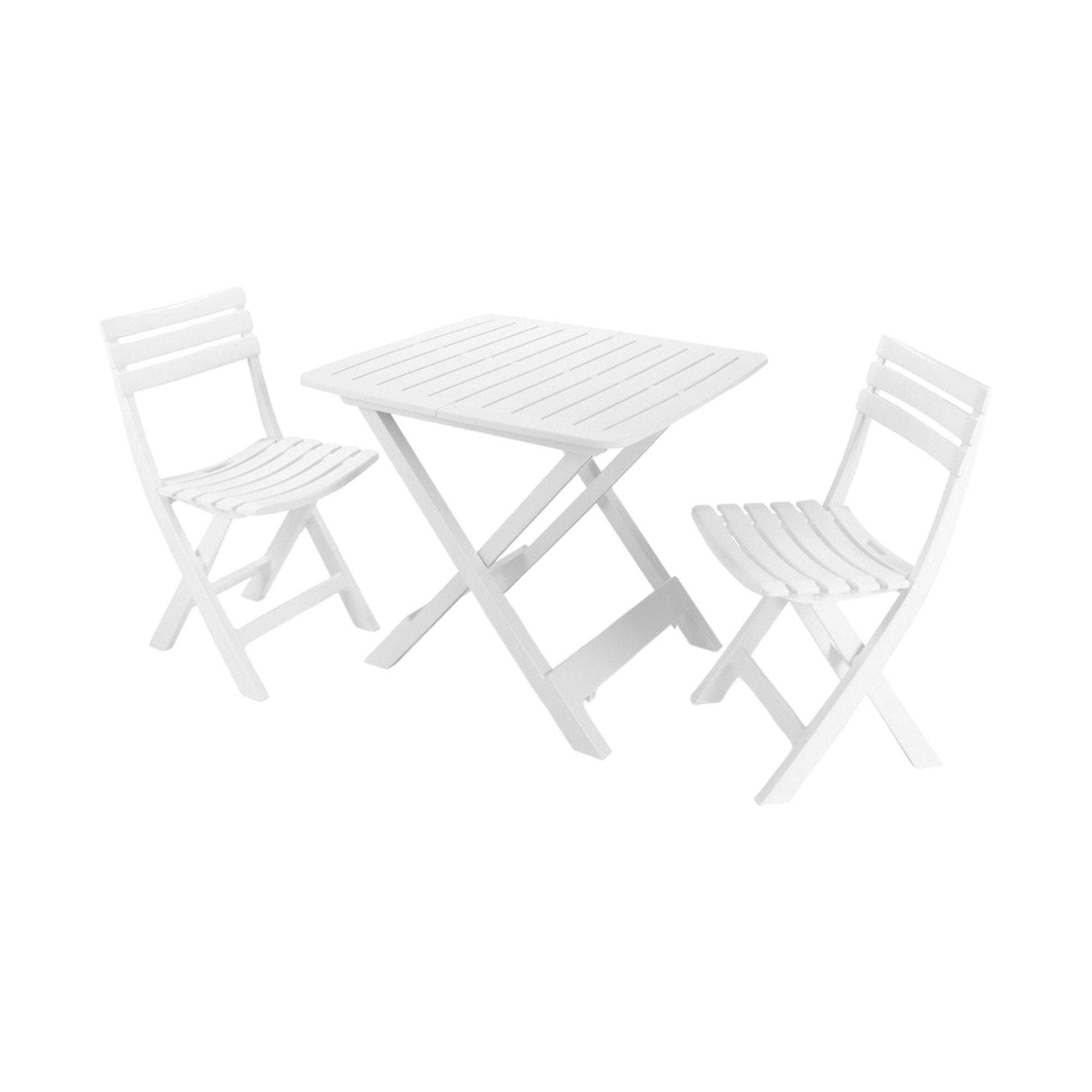 Set salotto da esterno Viticuso, Set composto da 2 sedie e 1 tavolo, Set da Pik Nik, 100% Made in Italy, Bianco