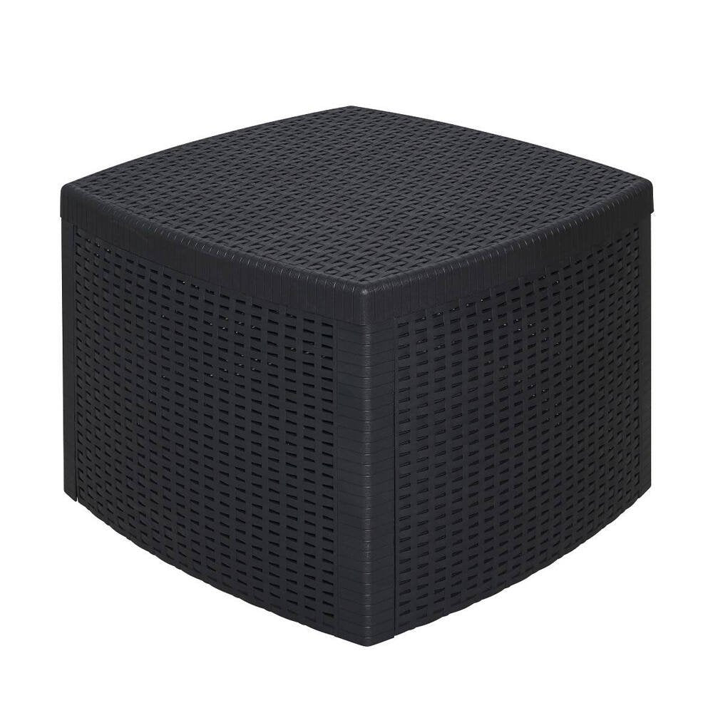 Tavolino da esterno Akane, Tavolino contenitore, Tavolo basso effetto rattan, 100% Made in Italy, Cm 53x53h40, Antracite