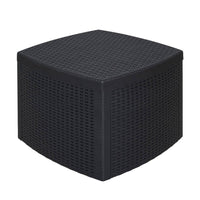 Tavolino da esterno Akane, Tavolino contenitore, Tavolo basso effetto rattan, 100% Made in Italy, Cm 53x53h40, Antracite